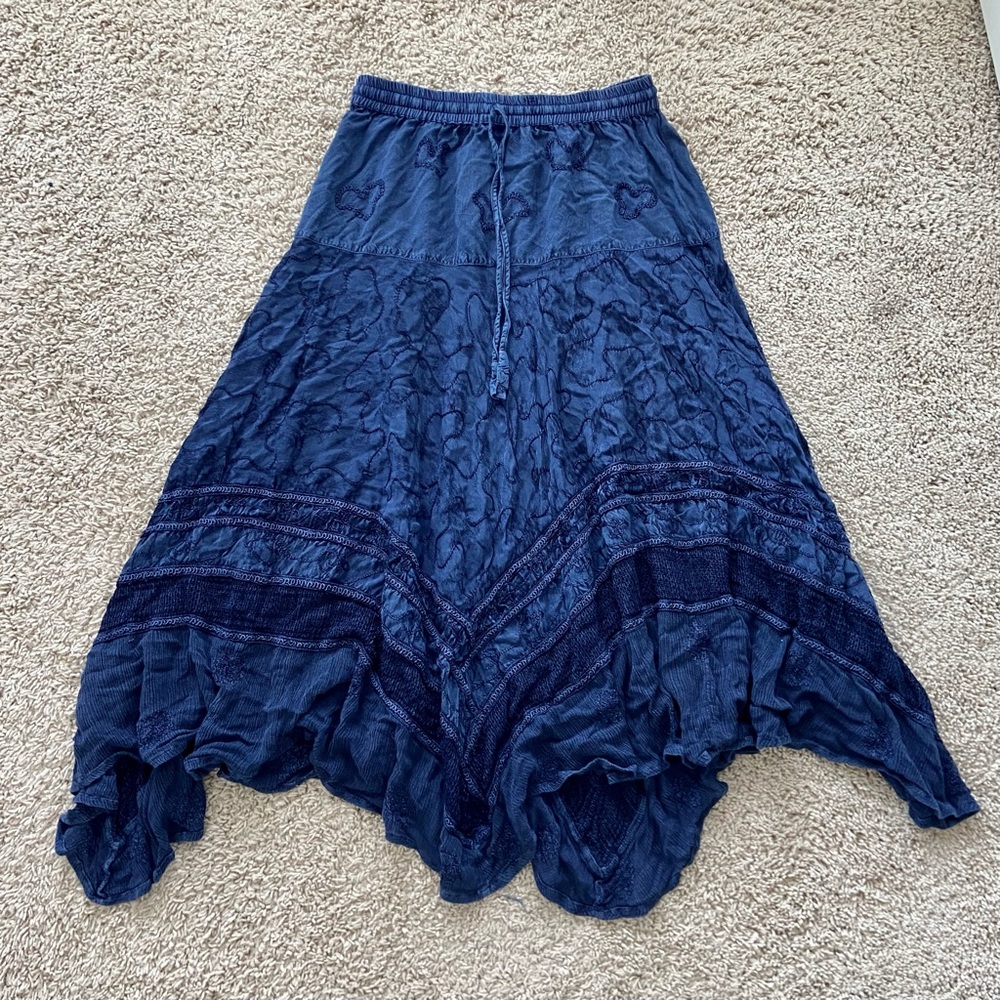 Coldwater Creek Blue Asymmetrical Maxi Skirt blue whimsygoth midi